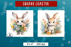 Cute bunny png | Watercolor animal flowers Product Image 2