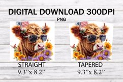 Cute Highland Cow Patriotic 20 oz, 4th Of July Tumbler Wrap Product Image 2