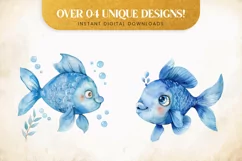 Under the sea Clipart, Fishes Watercolor clipart Product Image 3
