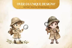 Detective Girl Clipart PNG, Story book characters Product Image 2
