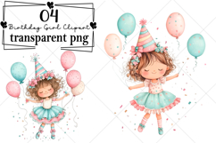 Whimsical Birthday Girl Clipart Watercolor PNG Product Image 1