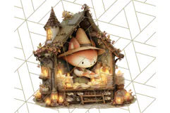 Acorn Village Clipart PNG, Fall Animal Png Product Image 4