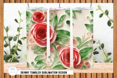Rose Paper Quilling 3D Tumbler Sublimation PNG Product Image 4