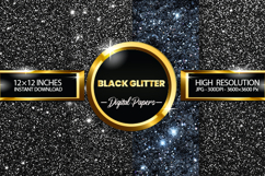 Black Glitter Digital Papers - 04 Variations Product Image 1