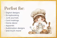 Pastry chef Girl Clipart PNG, Story book characters Product Image 3