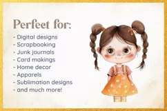Happy Girl Clipart PNG, Story book characters Product Image 3