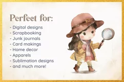 Detective Girl Clipart PNG, Story book characters Product Image 3