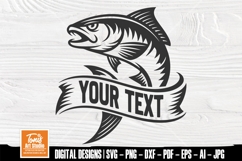 Bass Fishing Monogram SVG Jumping Fish Custom Svg Product Image 1
