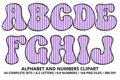 Stripes Alphabet Letters &amp; Numbers Clipart PNG 300DI Product Image 2