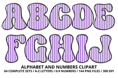 Stripes Alphabet Letters & Numbers Clipart PNG 300DI Product Image 2