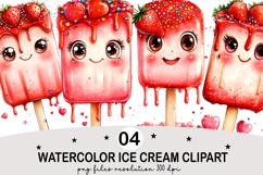 Watercolor Ice Cream Clipart Png Product Image 1