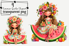 Summer Girls Clipart Watercolor PNG Product Image 1