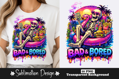 Bad and Bored Skeleton Pool Float Funny Summer Design Product Image 1