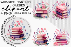 Whimsical Pink Fairy Garden Clipart Png Product Image 1