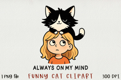 Cute &amp; Funny Cat Clipart, Sublimation PNG. Product Image 1