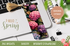 Pink Hydrangea Bookmark Design, Floral Bookmark Printable Product Image 1