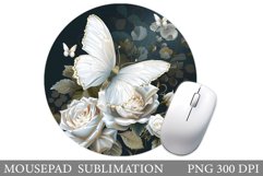 Butterfly Mouse Pad Sublimation. Flowers Mouse Pad Design Product Image 1