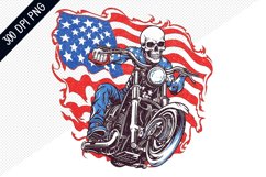Man Skull Ride American Bike Sublimation -4th of July Design Product Image 1