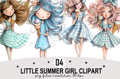 Little-Summer Girl Clipart Watercolor PNG Product Image 1