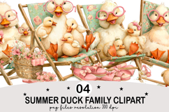 Whimsical Summer Duck Family Clipart Watercolor png Product Image 1