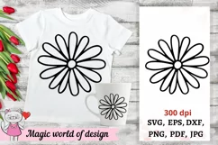 Big Daisy outline svg Hand drawn Flowers for Cricut Product Image 3