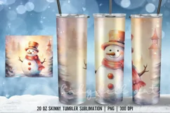 Snowman In Winter Tumbler Wrap Sublimation Designs Product Image 2