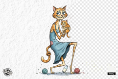 Whimsical Cat Mom With Kitten Clipart Product Image 1