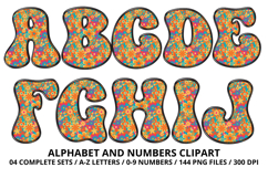 Retro Groovy Alphabert PNG 70s Numbers &amp; Letters 300 DPI Product Image 2