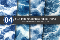 Deep Blue Ocean Wave Digital Paper Product Image 1