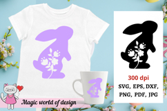 Rabbit Svg, Easter Bunny svg, Floral rabbit svg Product Image 1