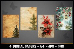 4 Vintage Christmas Floral Digital Papers I Junk Journal Product Image 2
