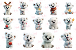 Winter Polar Bear Cub Clipart 30 Png Bundle Product Image 4