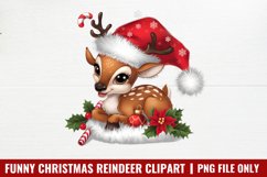 Funny Christmas Reindeer Clipart Bundle PNG Product Image 13