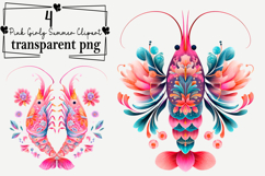 Pink Girly Summer Clipart Watercolor PNG Product Image 1