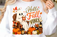 Hello Fall Vibes Ghost PNG Product Image 1