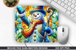 Snowman Mouse Pad Sublimation, Christmas Mouse Pad PNG Product Image 1