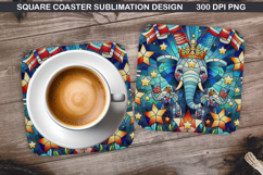 Elephant Coaster Sublimation, 4th Of July Coaster PNG Product Image 1