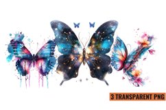 Watercolor Magic Butterflies Clipart, PNG Product Image 1