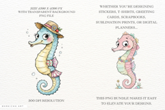 Whimsical Summer Seahorse Clipart Product Image 2