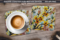 Flowers Coaster Sublimation, Spring Flowers Coaster PNG Product Image 1