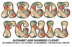 Vintage Patchwork Alphabet PNG Letters &amp; Numbers Product Image 2