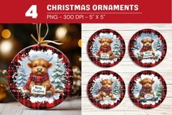 rounded christmas ornament highland cow Product Image 1