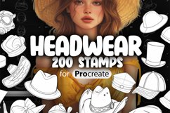 200 Procreate Headwear Stamp Brushes Product Image 1