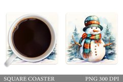 Snowman Coaster Sublimation. Snowman Square Coaster Design Product Image 1
