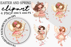 Whimsical Bunny Easter Clipart, Watercolor Easter Bunny PNG Product Image 1