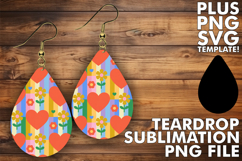 Fun Teardrop Earrings Art PNG, Valentine's Pattern Product Image 1