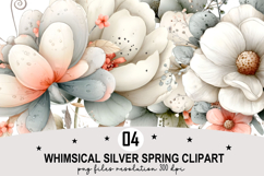 Whimsical Silver Spring Clipart Watercolor PNG Product Image 1