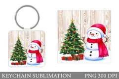 Cute Snowman Keychain Design. Christmas Keychain Sublimation Product Image 1