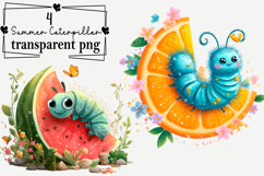 Whimsical Summer Caterpillar Clipart PNG Watercolor png Product Image 1