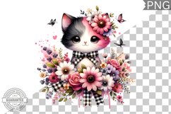Cat With Flowers Sublimation - Clipart PNG Design Product Image 1